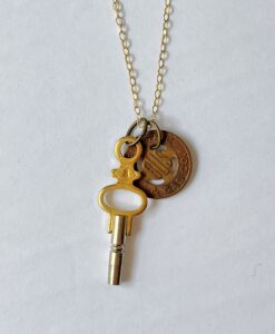Vintage SC Bus Token & Pocket Watch Key Necklace