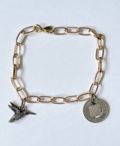 Vintage SC Bus Token & Hummingbird Bracelet