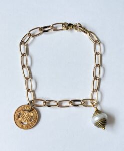 Vintage SC Bus Token & Tibetan Pearl Bracelet