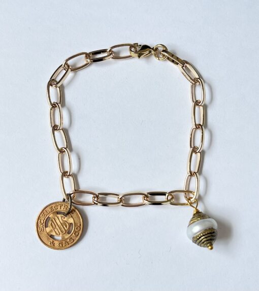Vintage SC Bus Token & Tibetan Pearl Bracelet