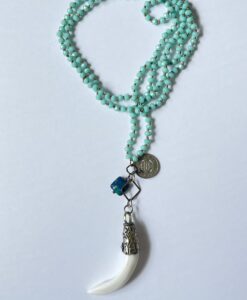 Vintage SC Token & Tibetan Shell Beaded Necklace