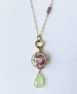 Vintage Pansy & Chalcedony Necklace