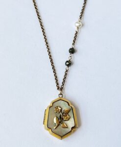 Vintage Mother of Pearl Locket Necklace
