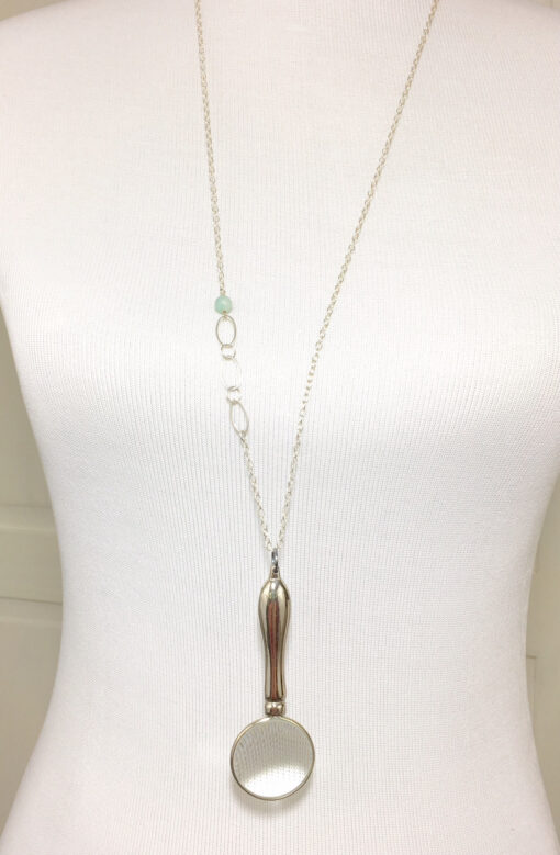 Vintage Magnifying Glass Silver Necklace