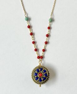 Tibetan Lapis & Coral Gold Necklace