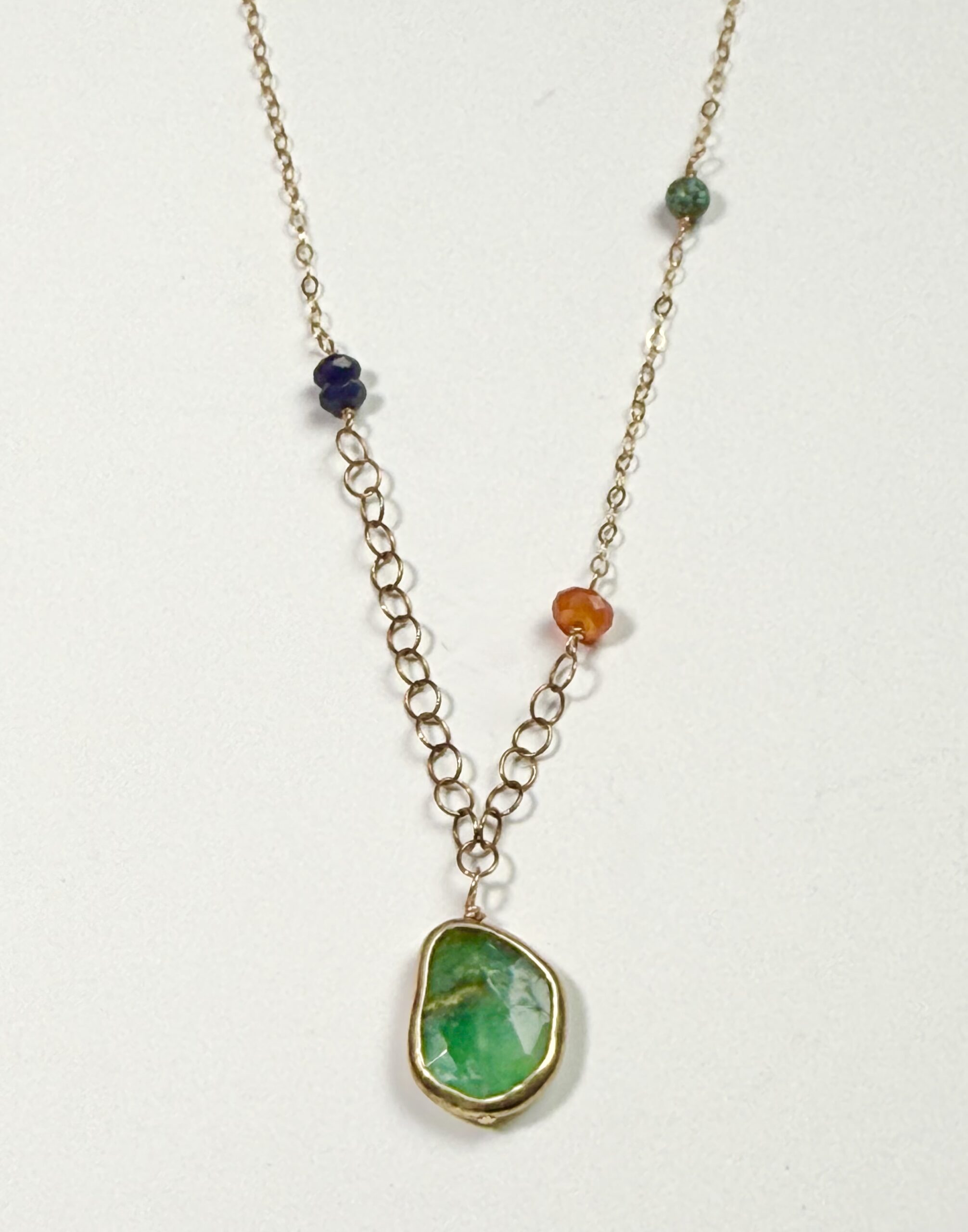 Faceted Chrysoprase & Eclectic Gemstone Necklace
