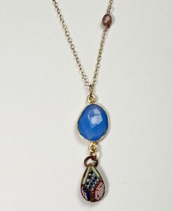 Antique Italian Mosaic & Blue Quartz Necklace