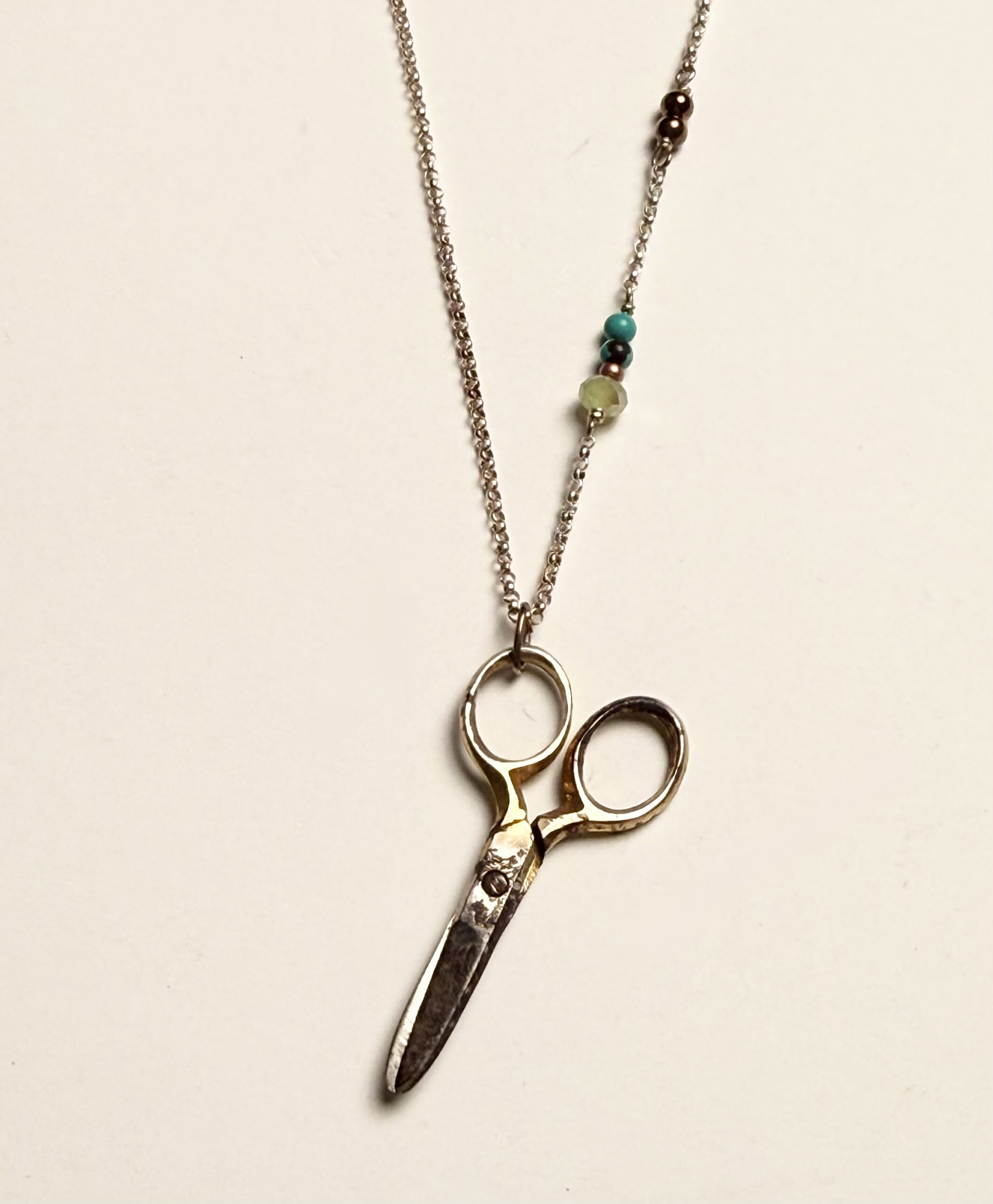 Vintage Tiny Scissors Silver Necklace